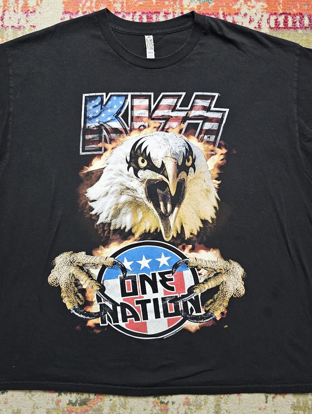 KISS ARMY 2016 ONE NATION Men's 2XL XXL black double sided shirt ROCK & ROLL